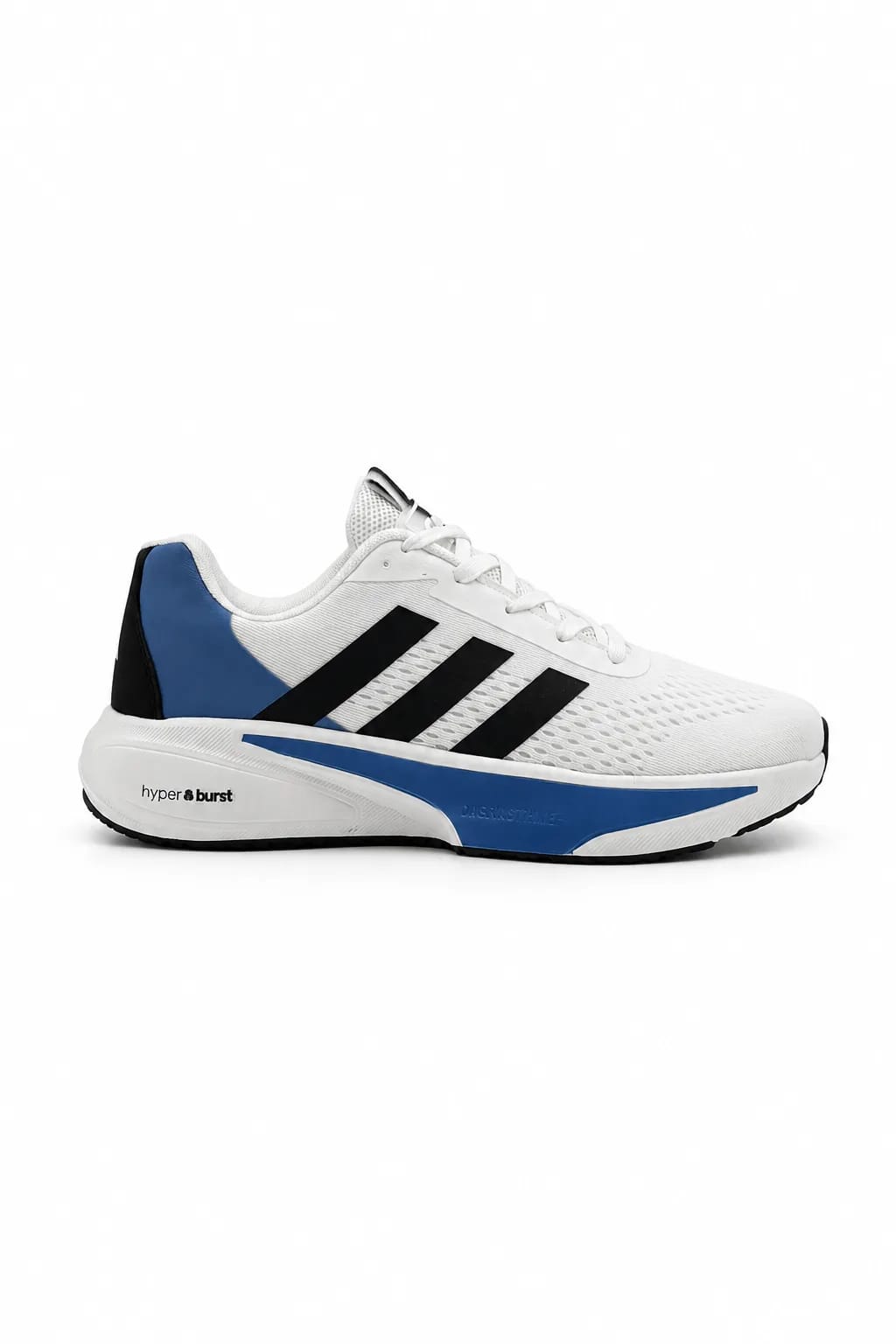 White, Black & Blue Lace-Up Running Shoe