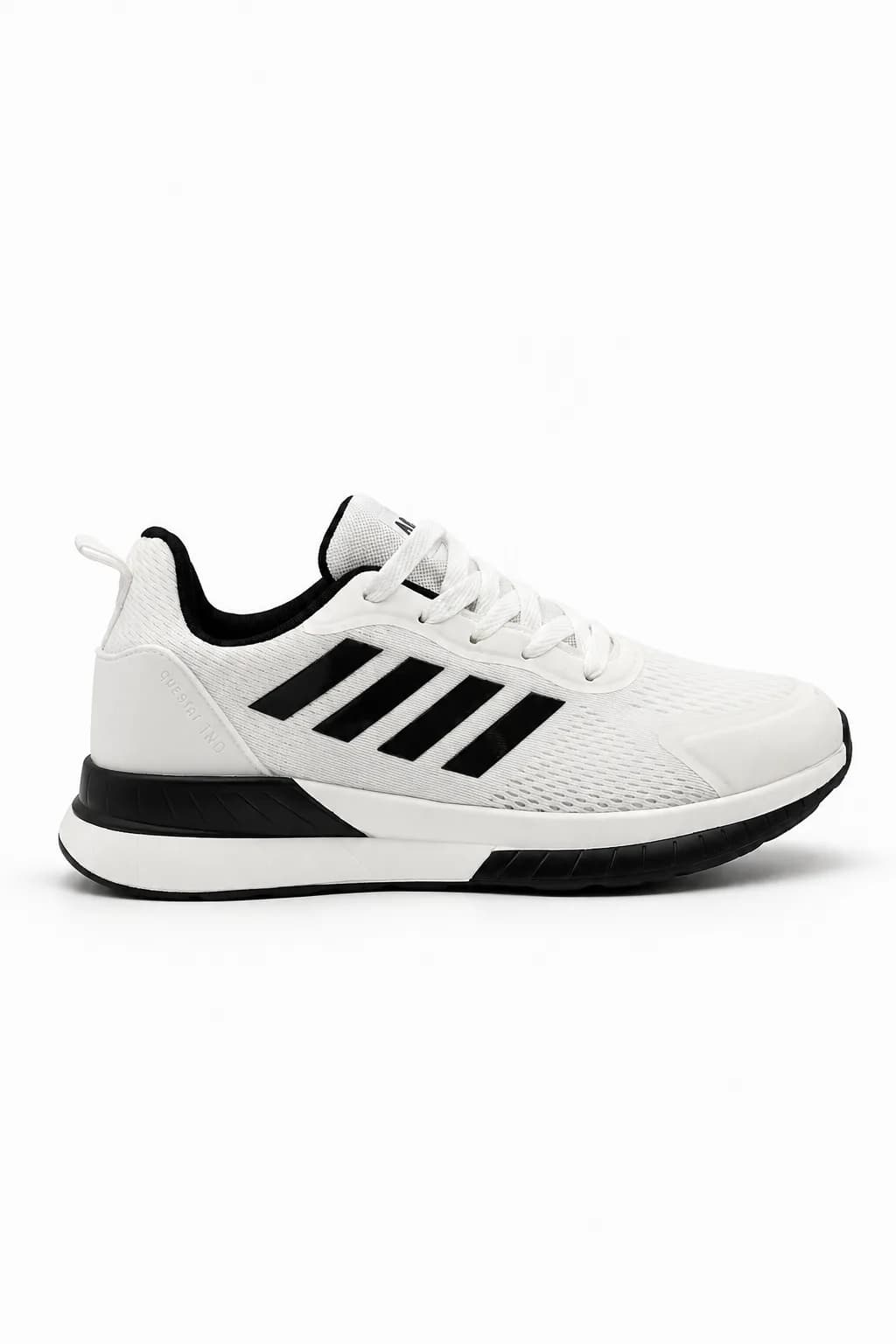White & Black Lace-Up Sports Shoe