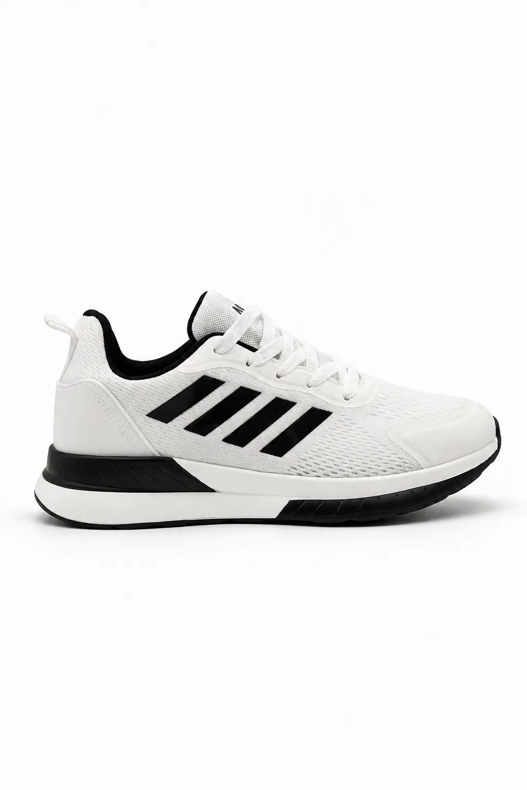 White & Black Lace-Up Sports Shoe