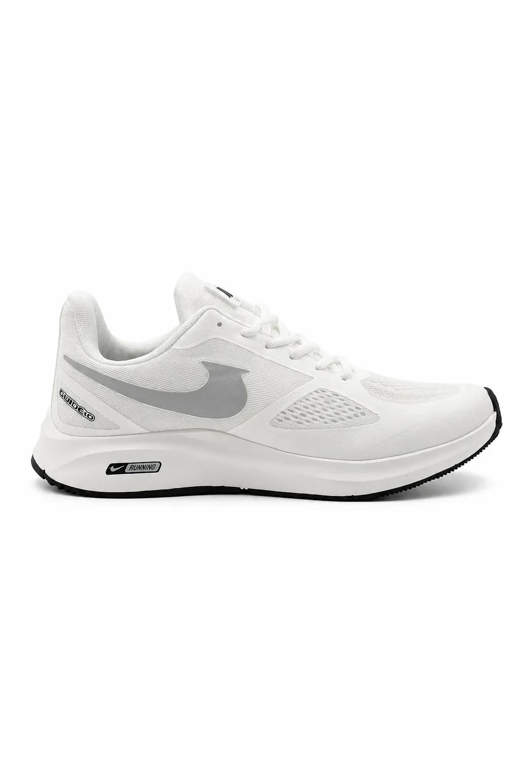 White & Grey Lace-Up Running Shoe