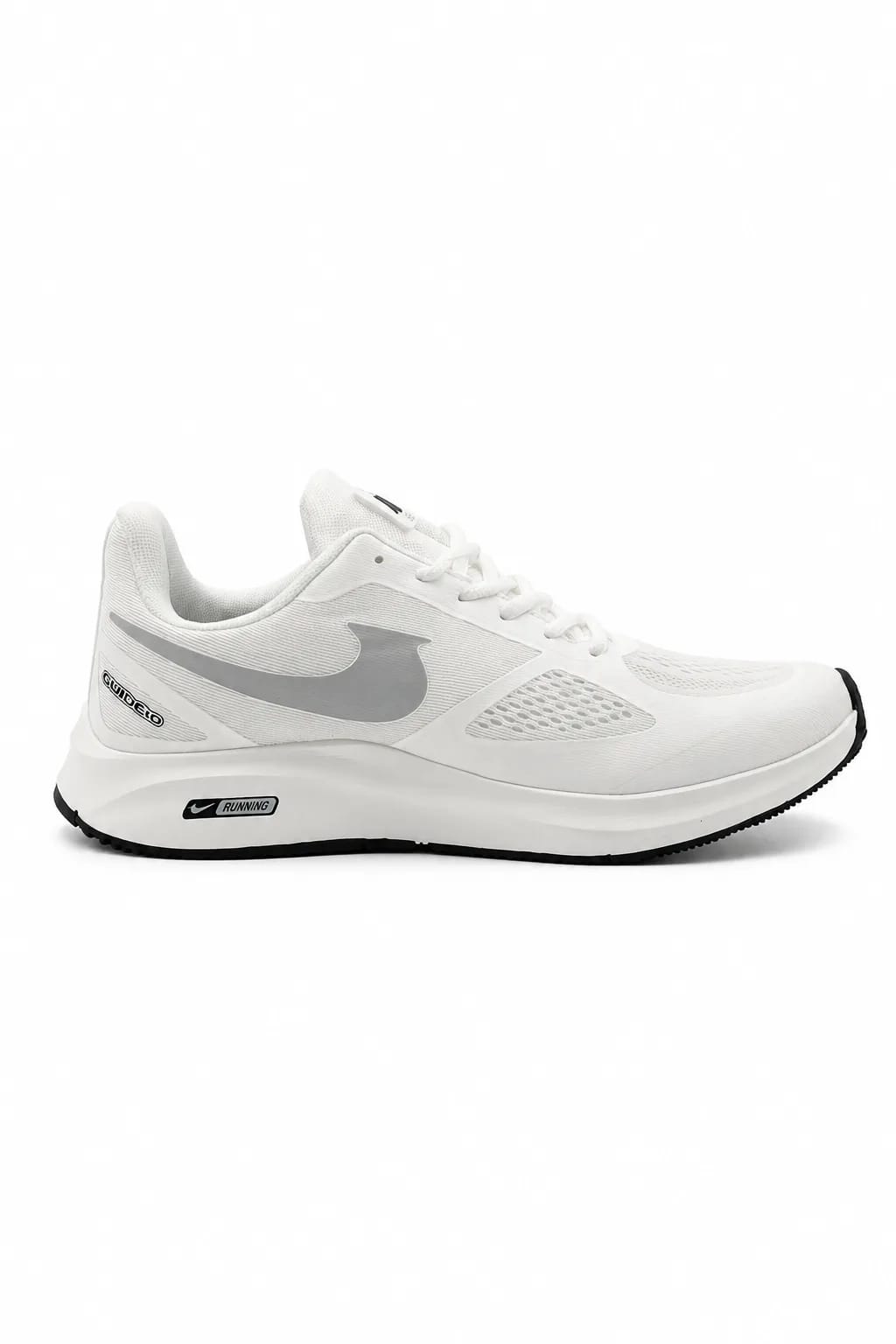 White & Grey Lace-Up Running Shoe