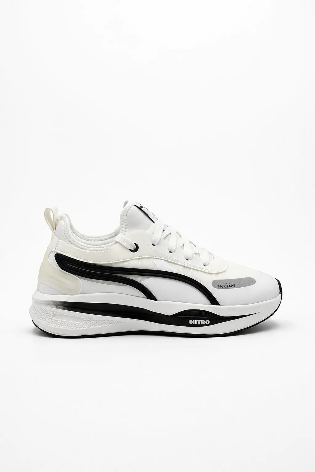 Cream & Black Low-Top Running Sneaker