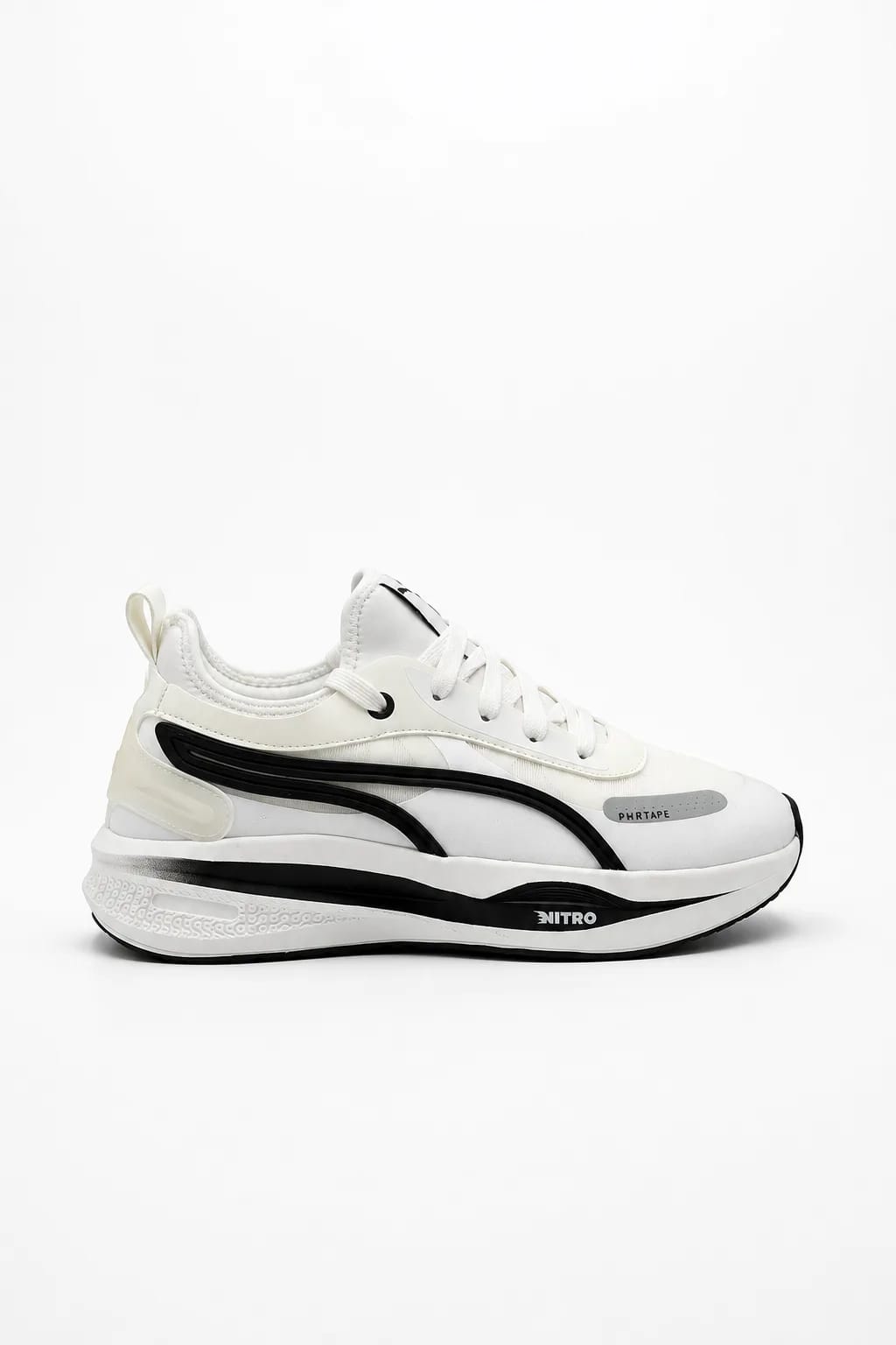 Cream & Black Low-Top Running Sneaker