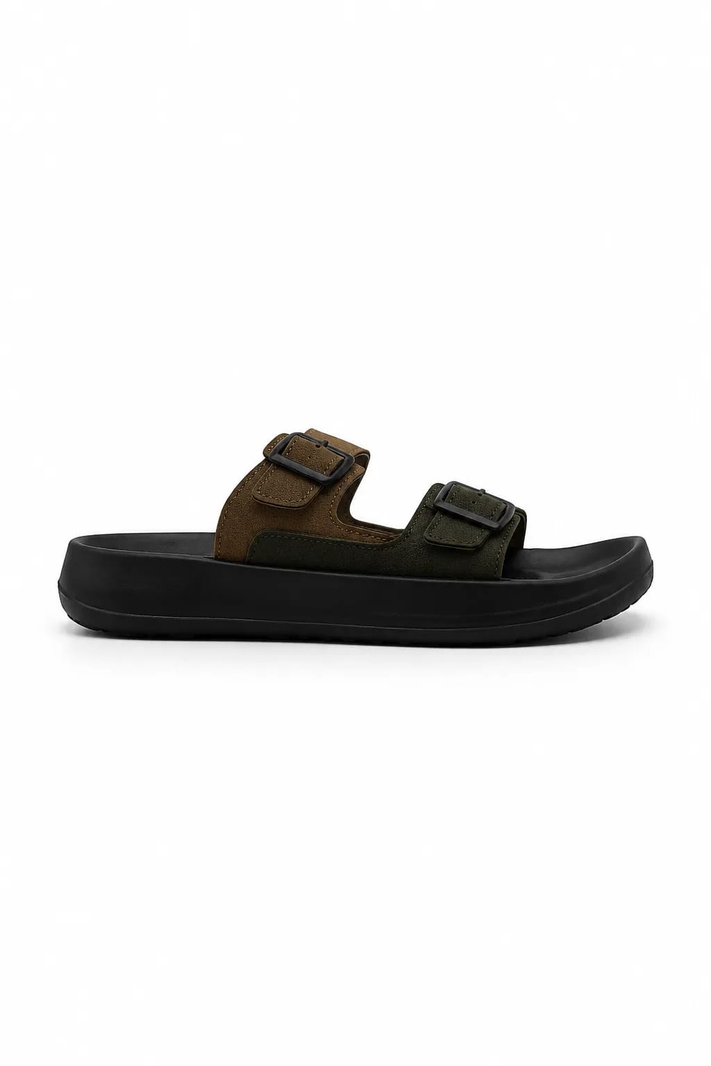 Two-Tone Double-Buckle Comfort Sandal