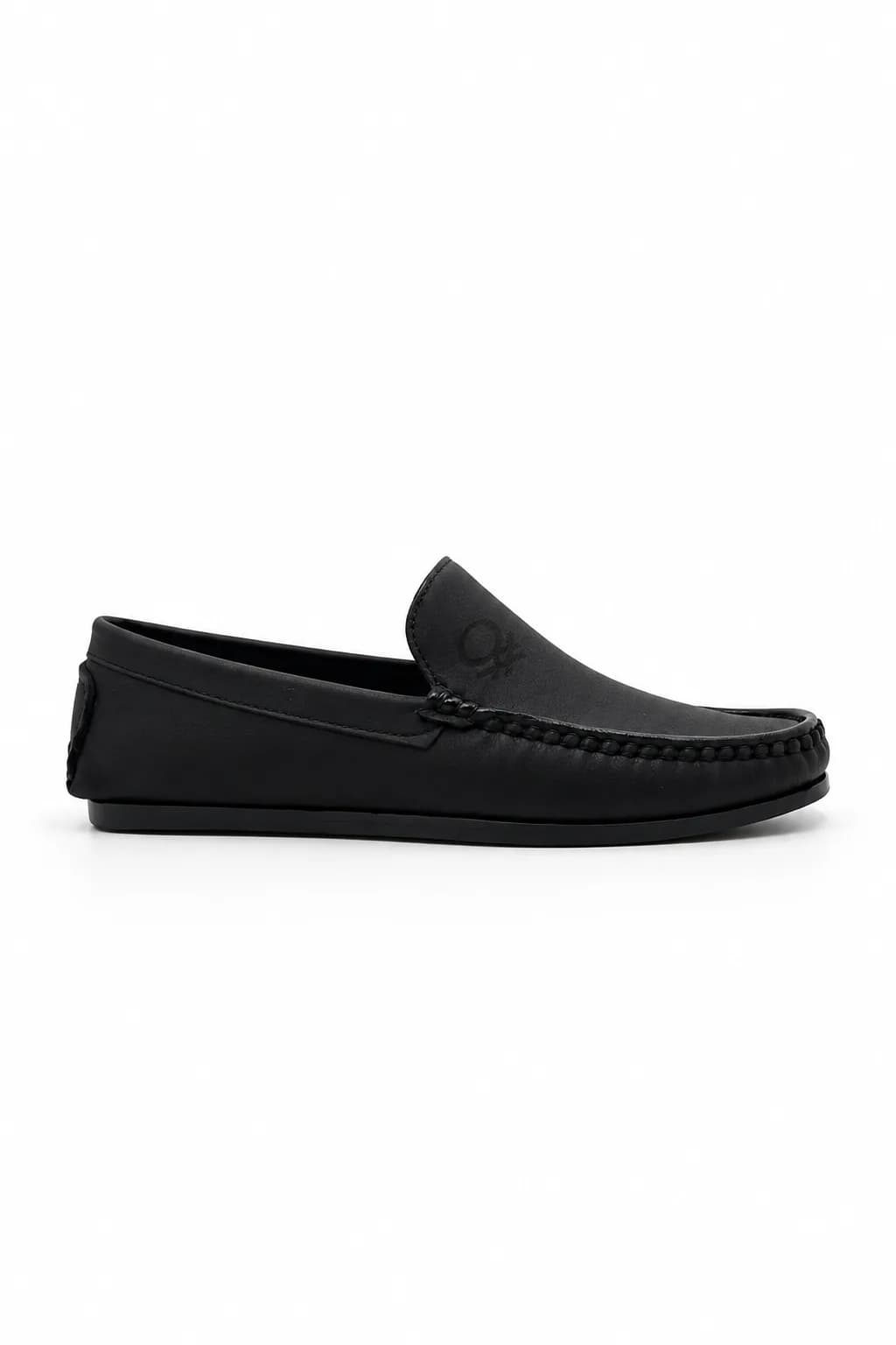 Black Moc-Toe Slip-On Loafer