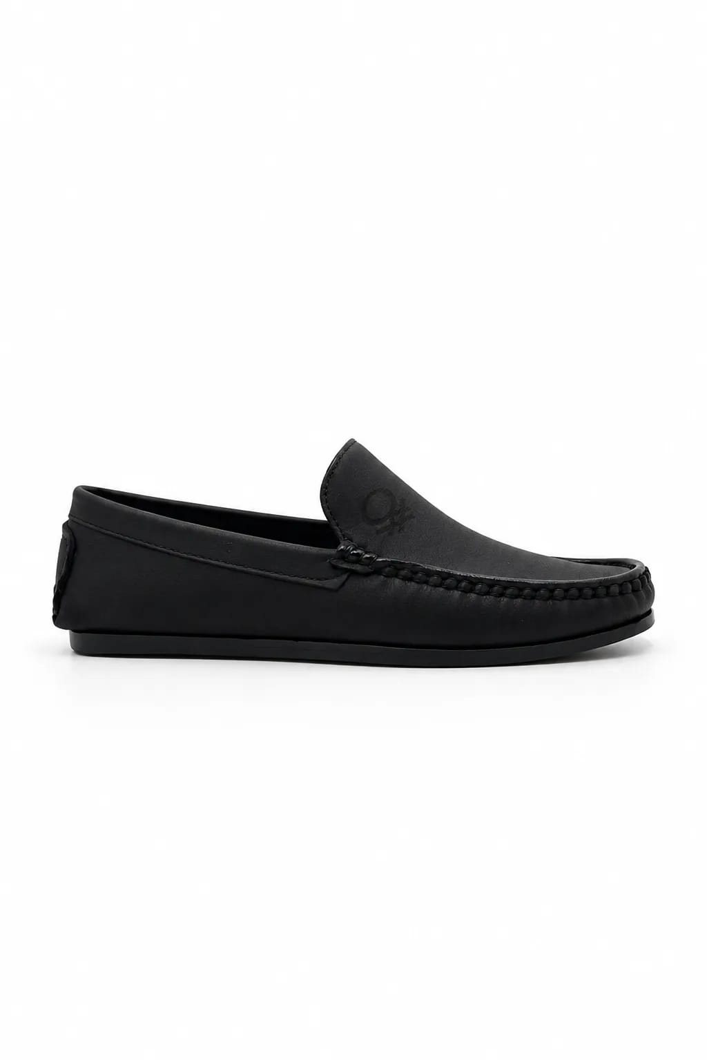 Black Moc-Toe Slip-On Loafer