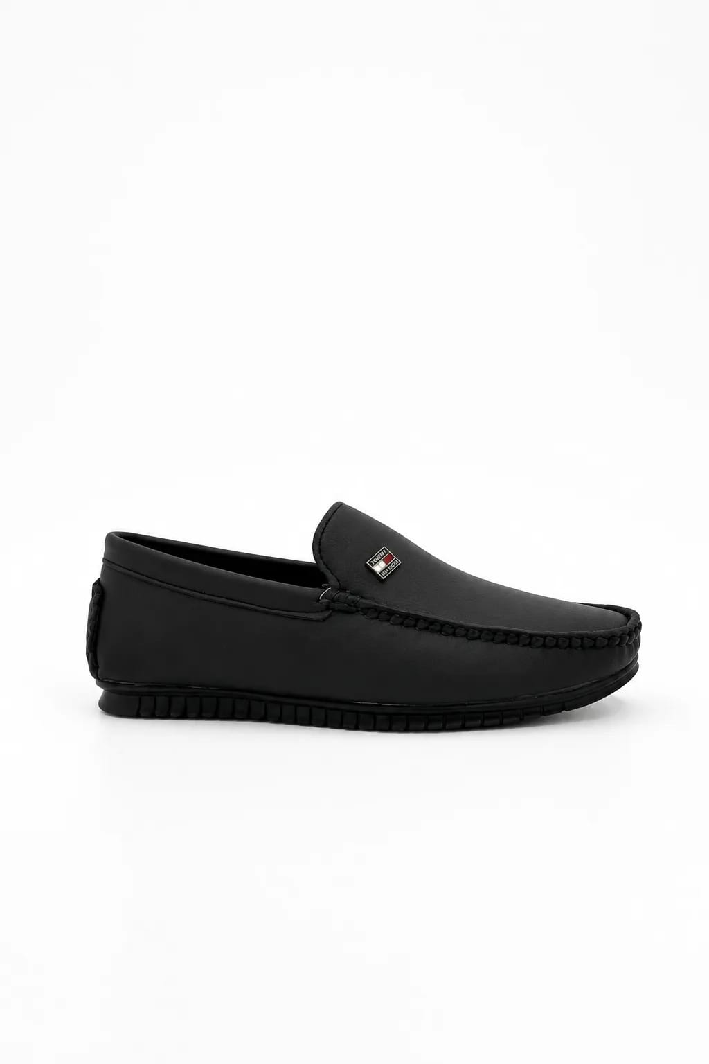 Black Moc-Toe Slip-On Loafer