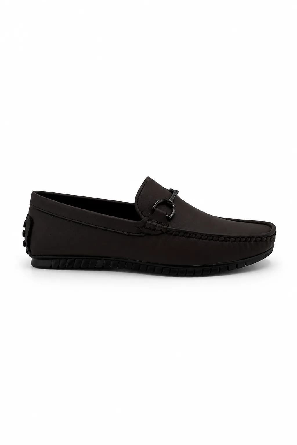 Dark Brown Ornamented Moc-Toe Loafer