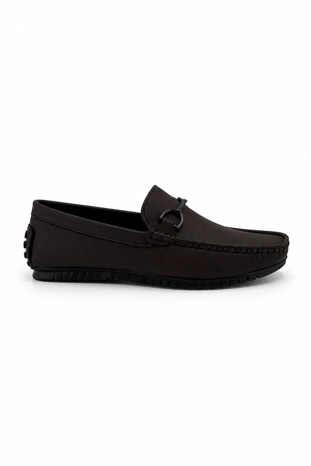 Dark Brown Ornamented Moc-Toe Loafer
