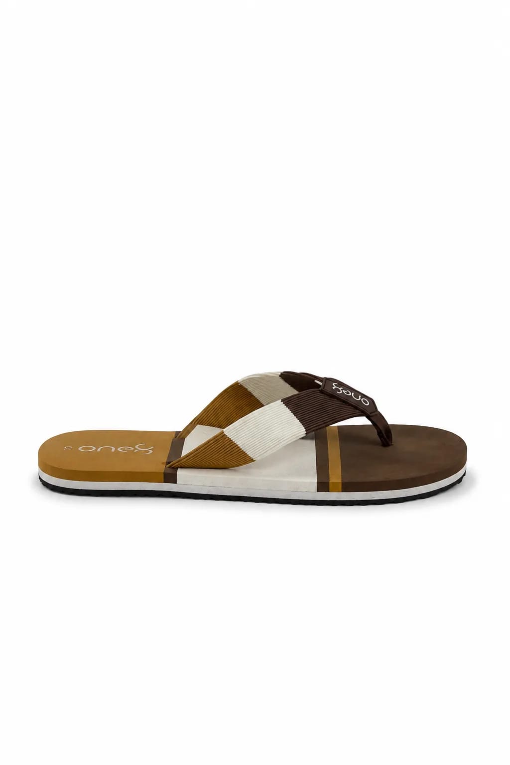 One8 Brown Color-Block Thong Flip-Flop