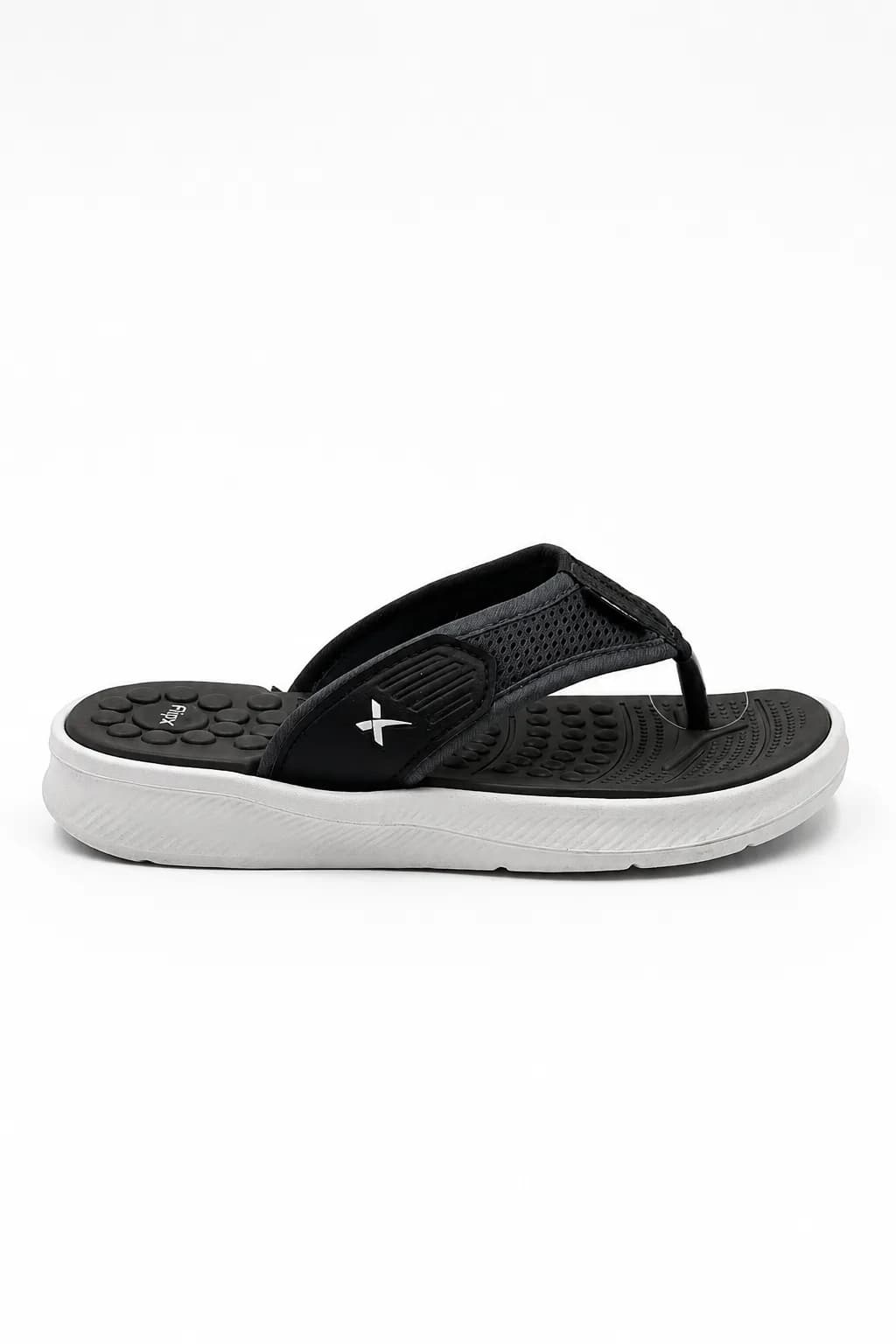 Black Massage-Footbed Toe-Post Sandal