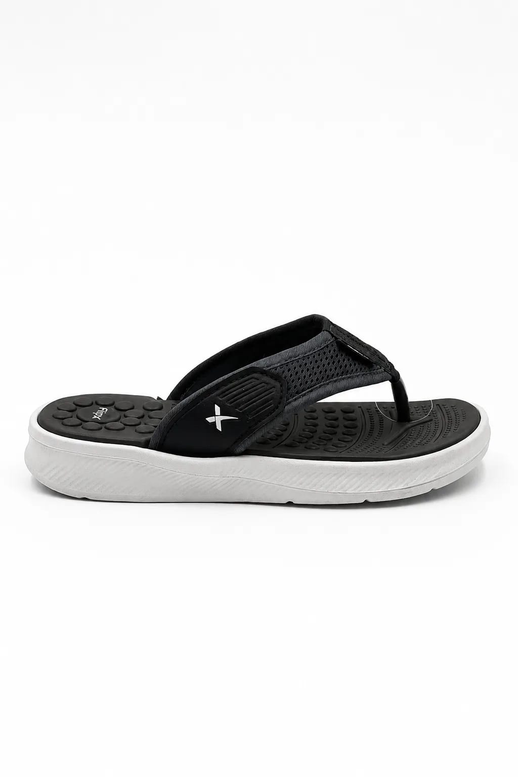 Black Massage-Footbed Toe-Post Sandal