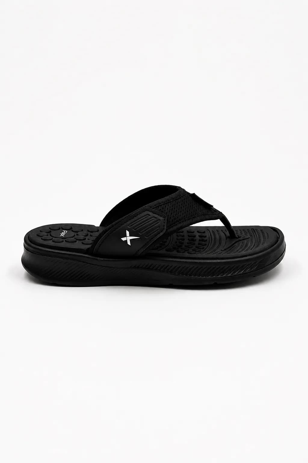 FlipX All-Black Comfort Toe-Post Sandal