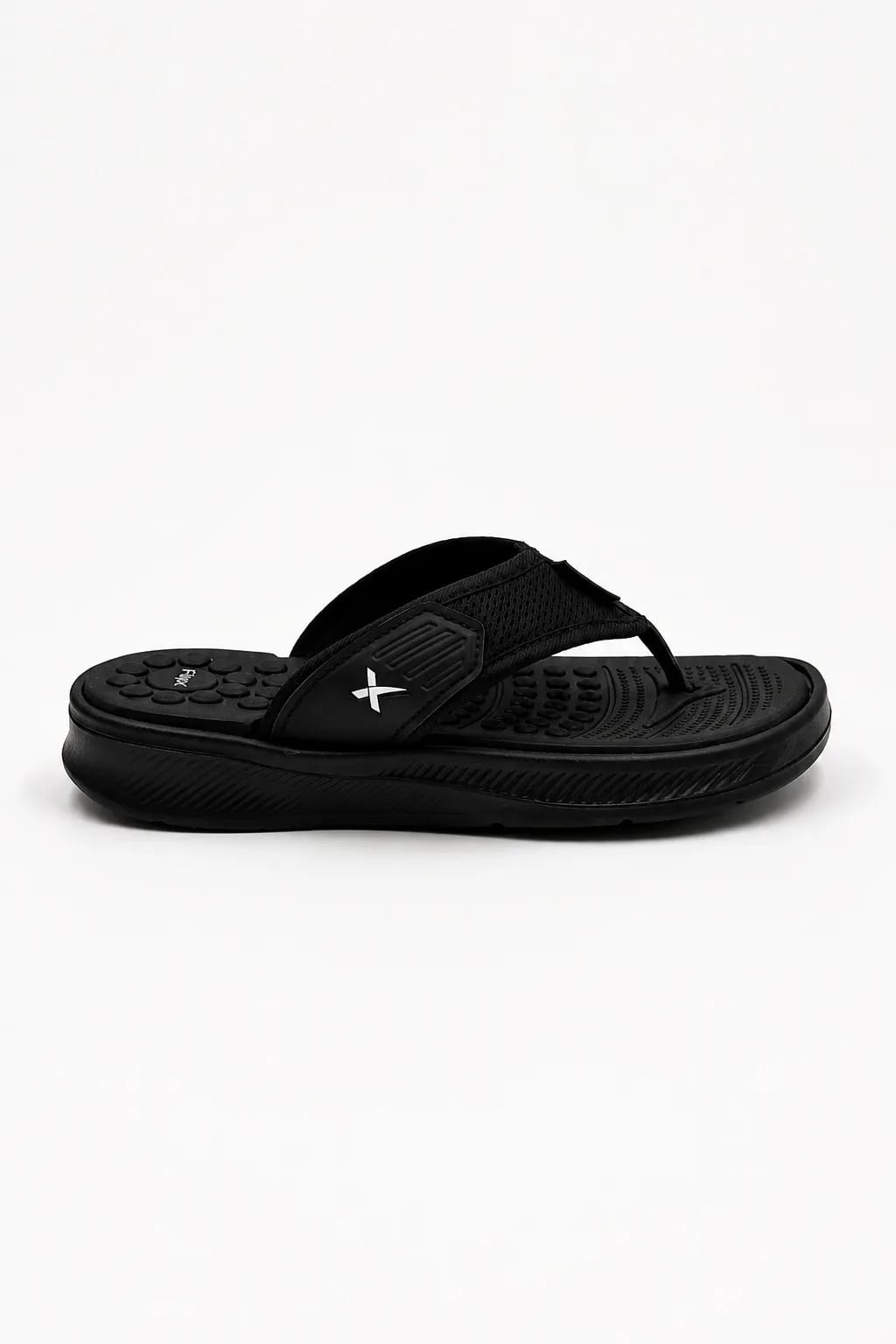 FlipX All-Black Comfort Toe-Post Sandal