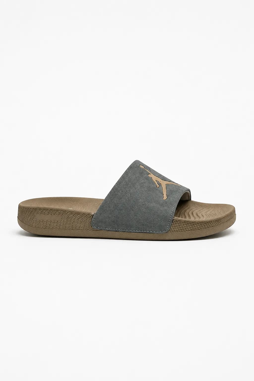 Grey & Brown Textured Slide Sandal