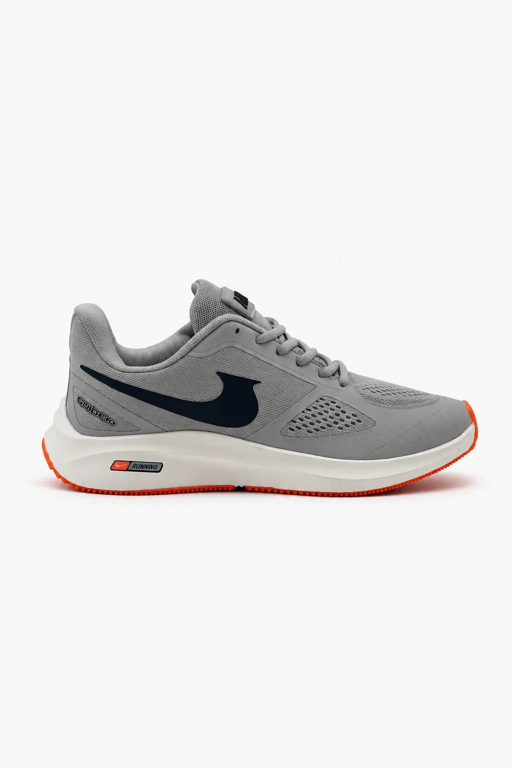 Grey, Navy and Orange Running Shoe