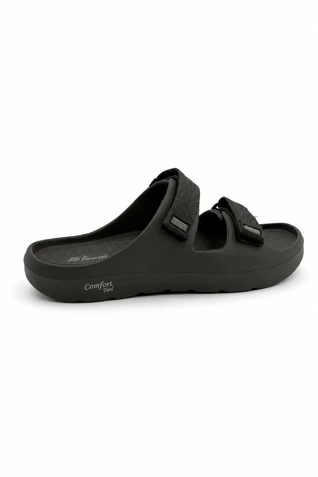 Comfort Feel Black Double-Strap Slide Sandal