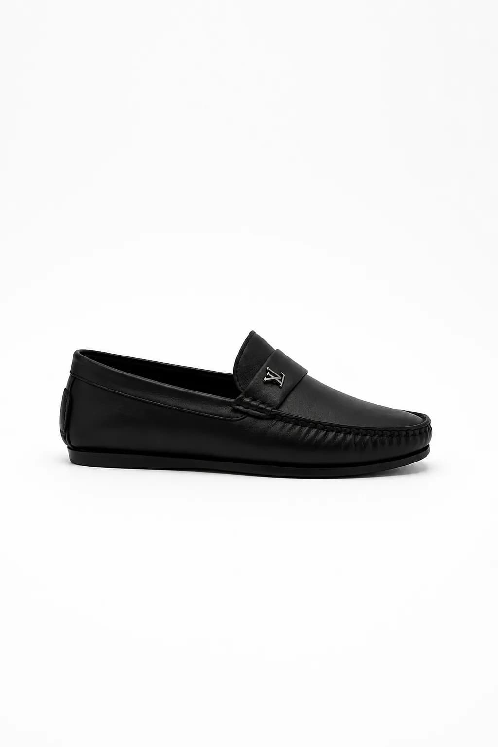 Black Moc-Toe Slip-On Loafer