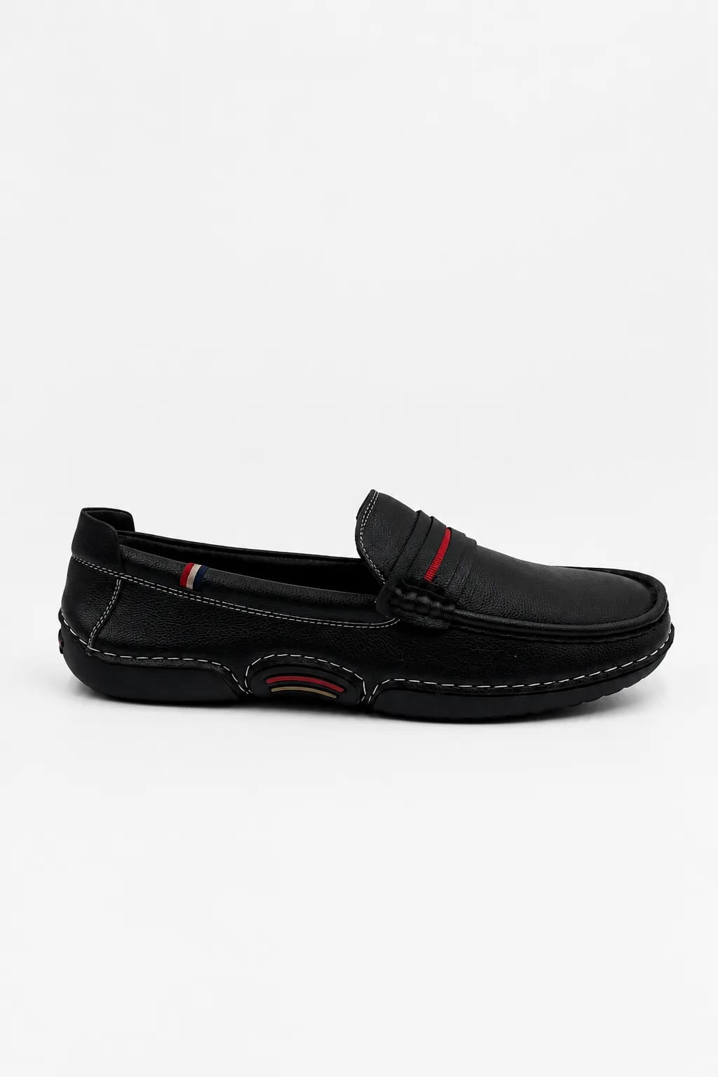 Black Contrast-Stitch Driving Loafer