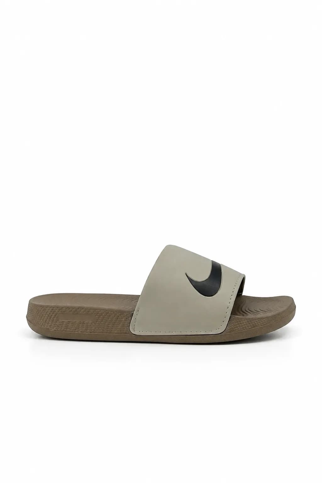 Beige & Brown Logo Slide Sandal