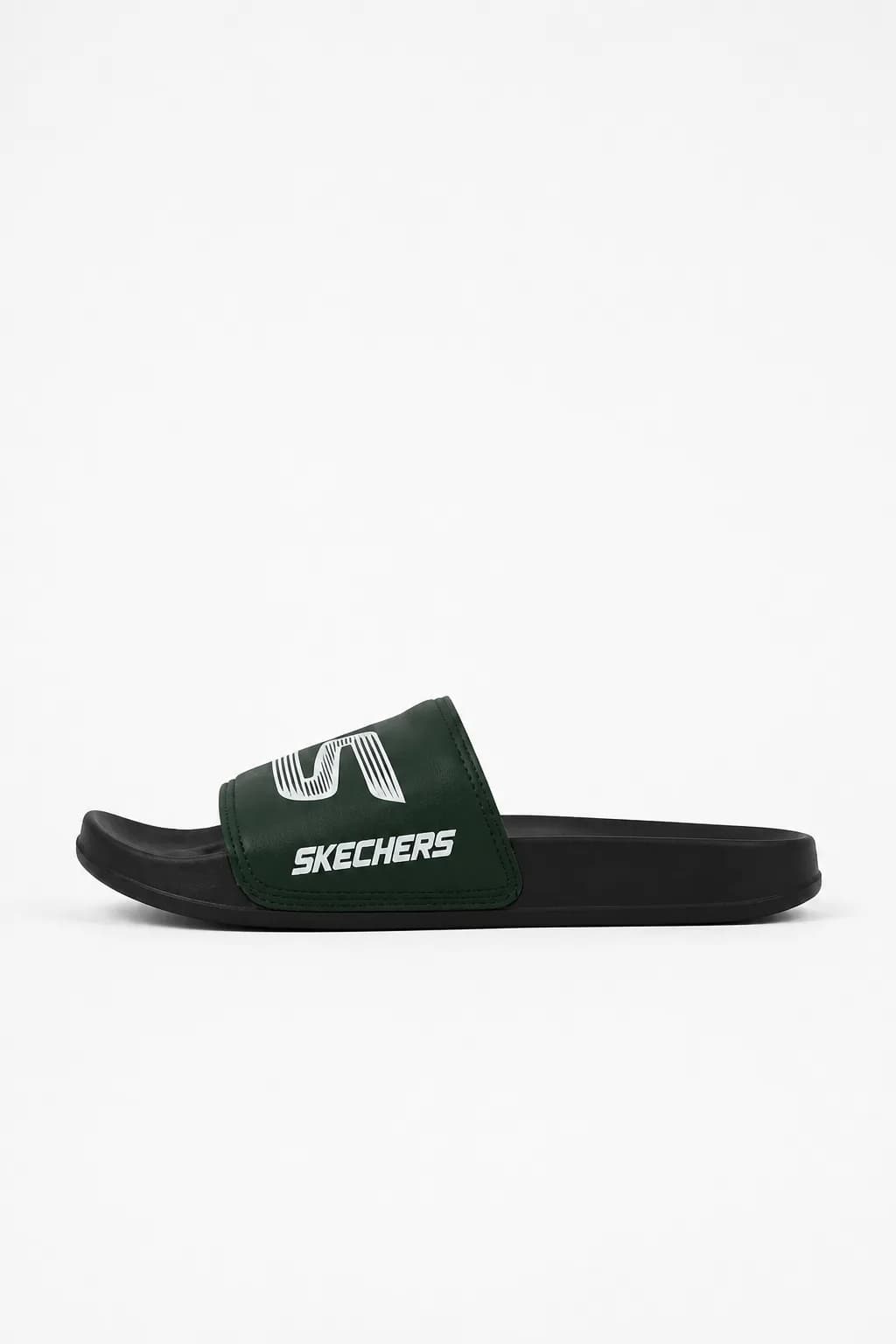 Skechers Green & Black Logo Slide Sandal
