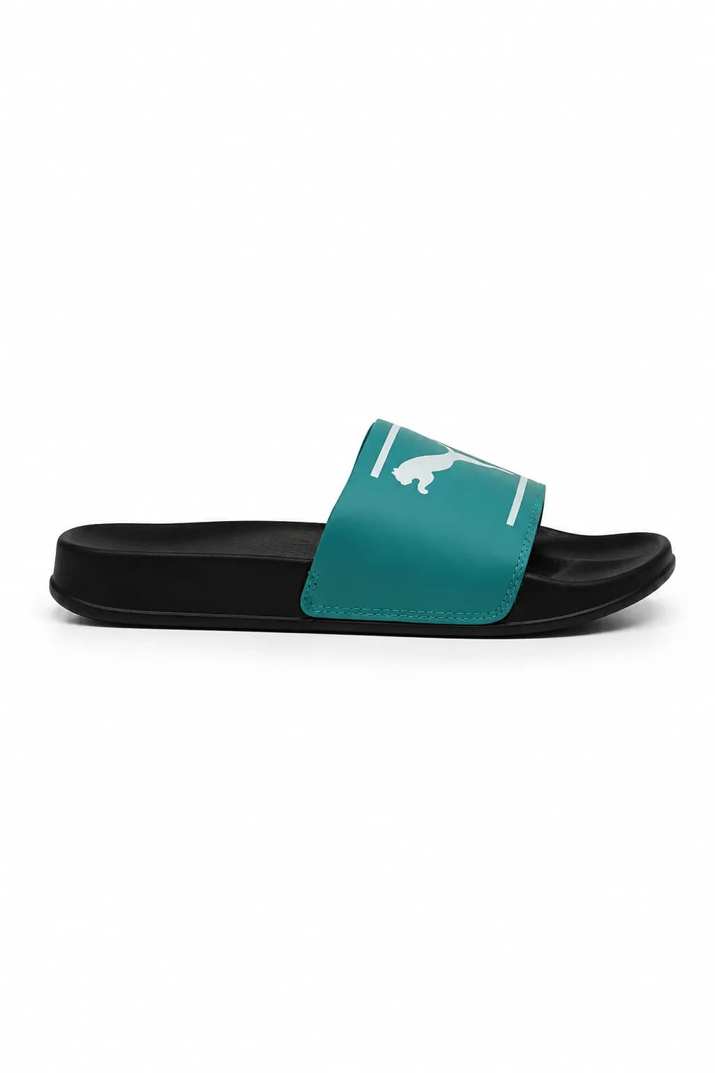Puma Turquoise & Black Logo Slide Sandal