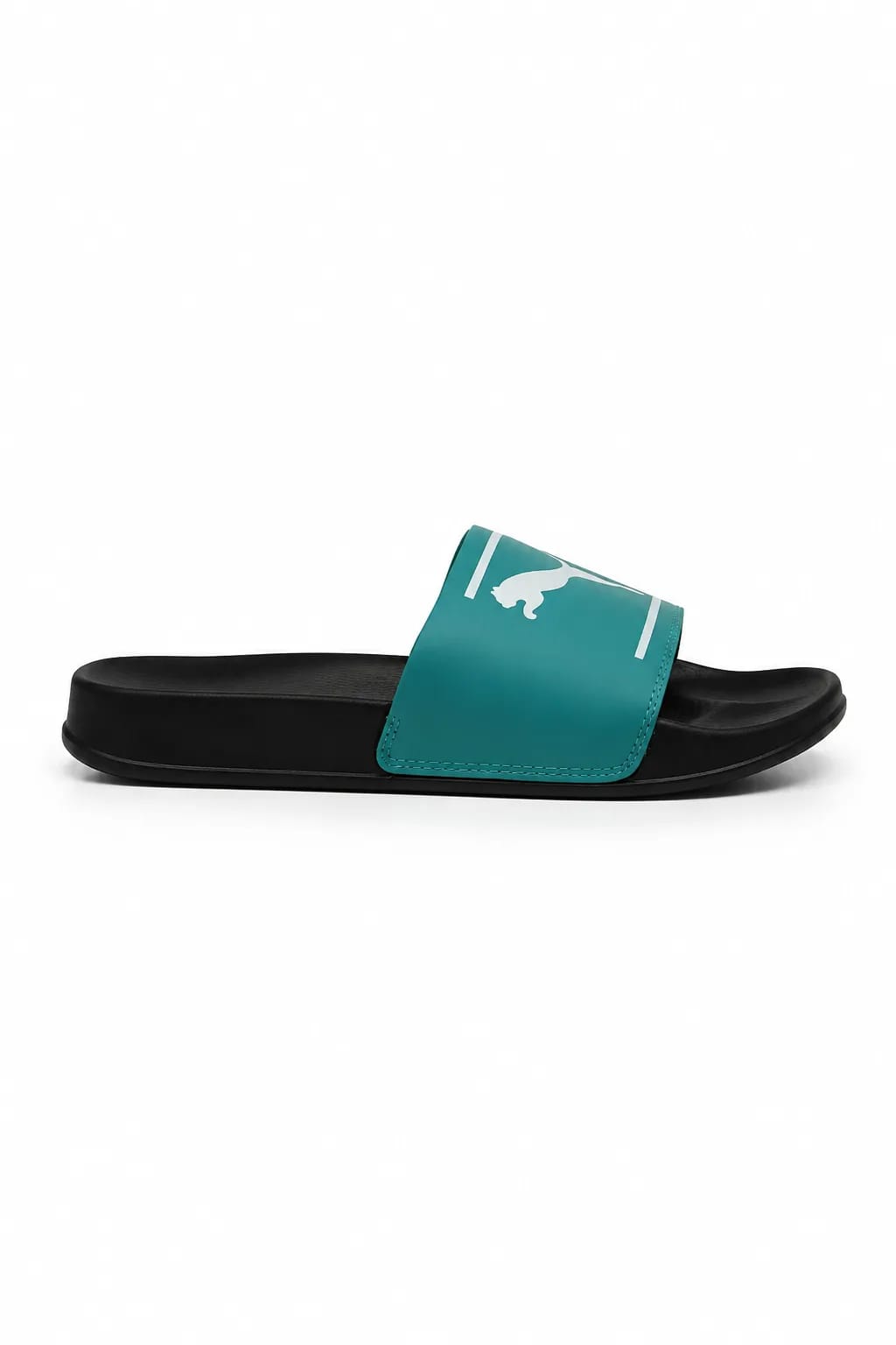 Puma Turquoise & Black Logo Slide Sandal