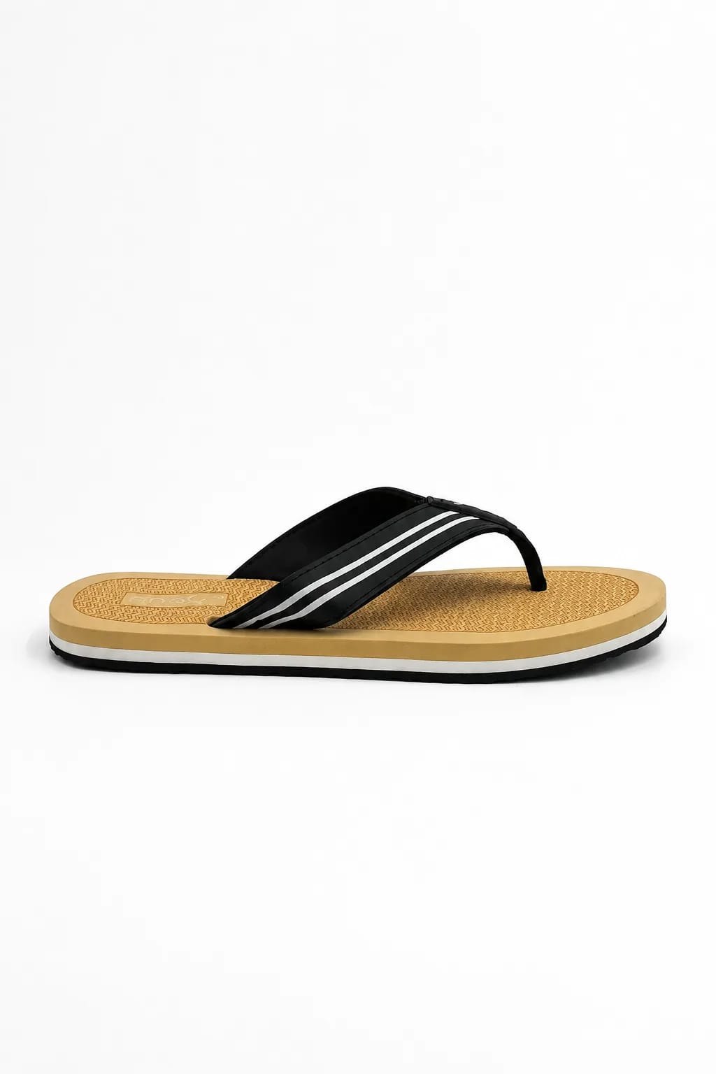 PUMA Tan and Black Striped Flip-Flops