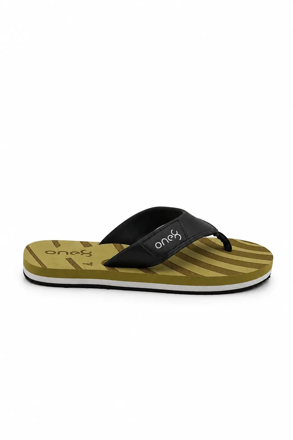 ONE8 Mustard and Black Striped Flip-Flops