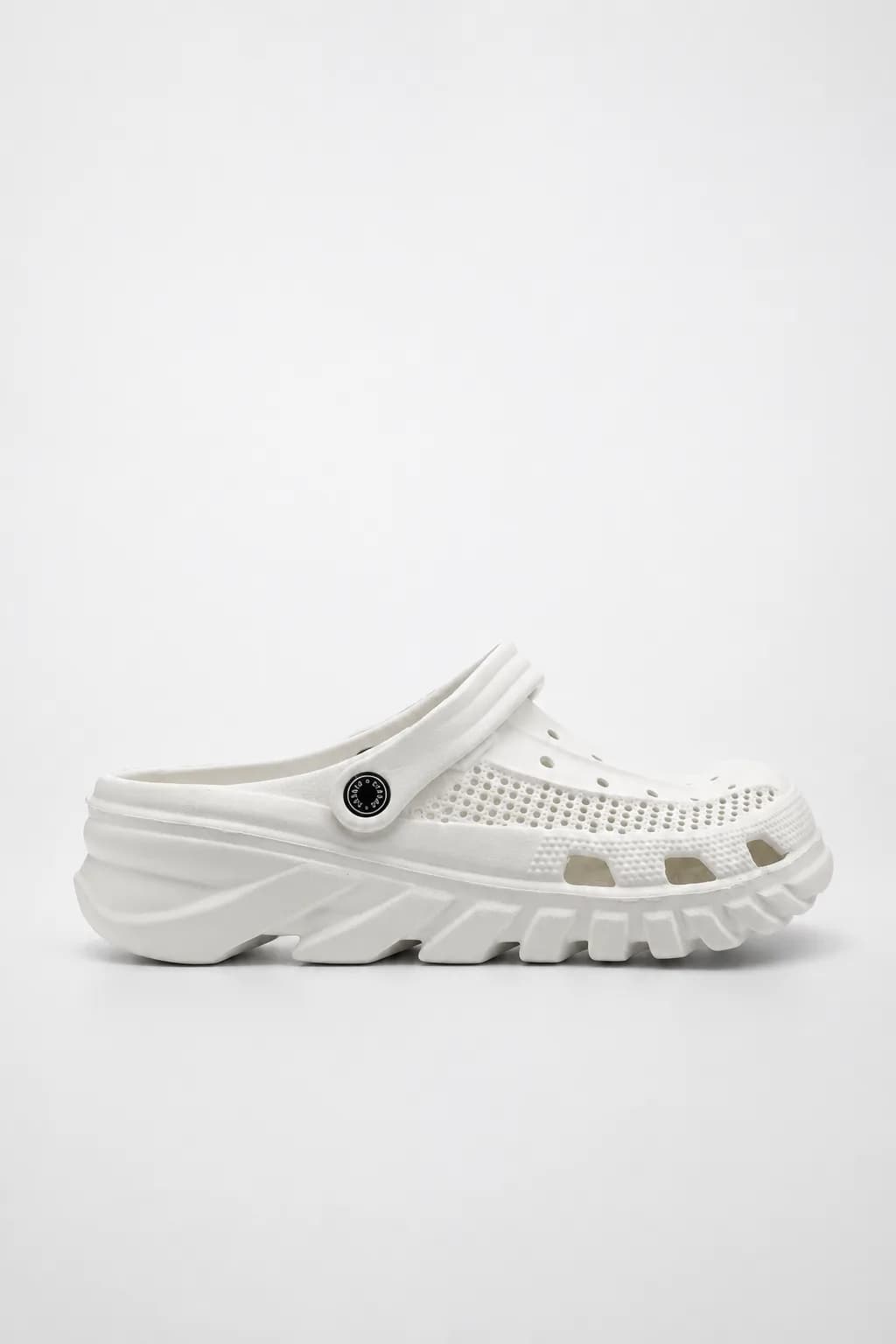 White Ventilated Platform Clog
