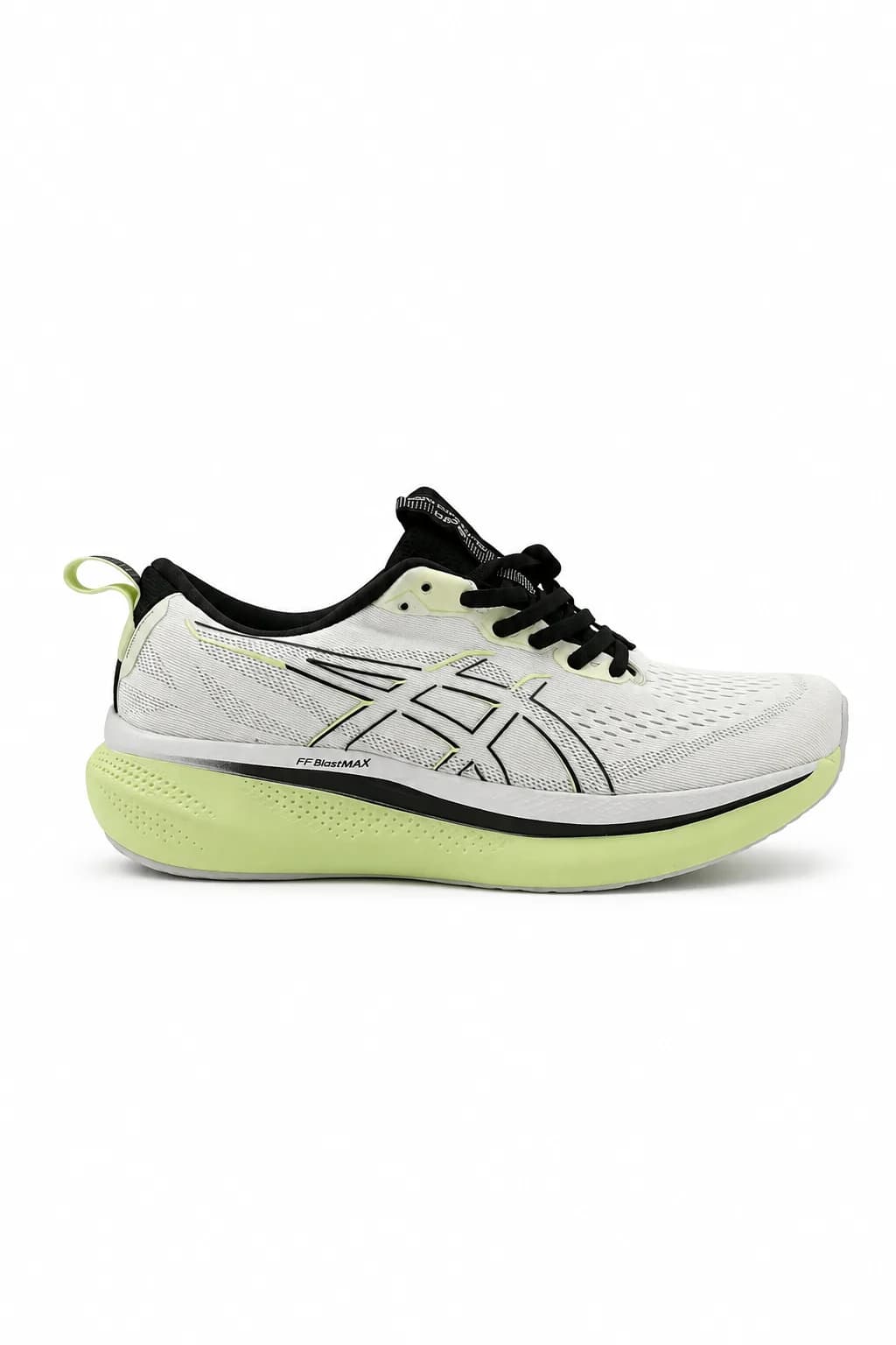 White and Lime Max-Cushion Running Shoe