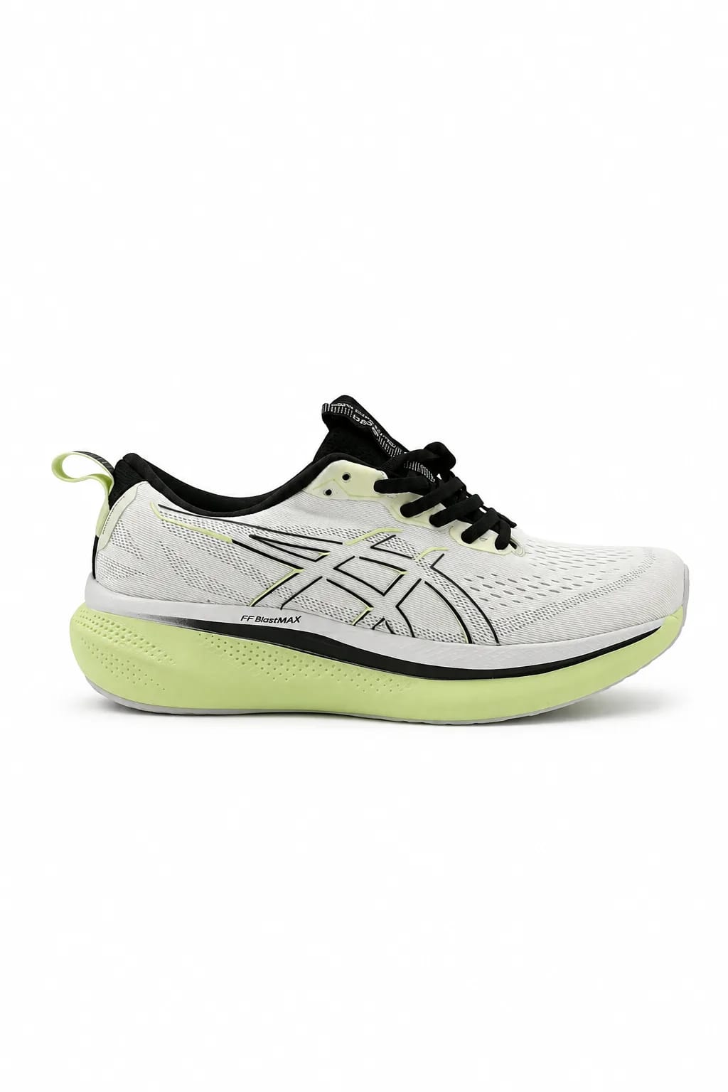 White and Lime Max-Cushion Running Shoe