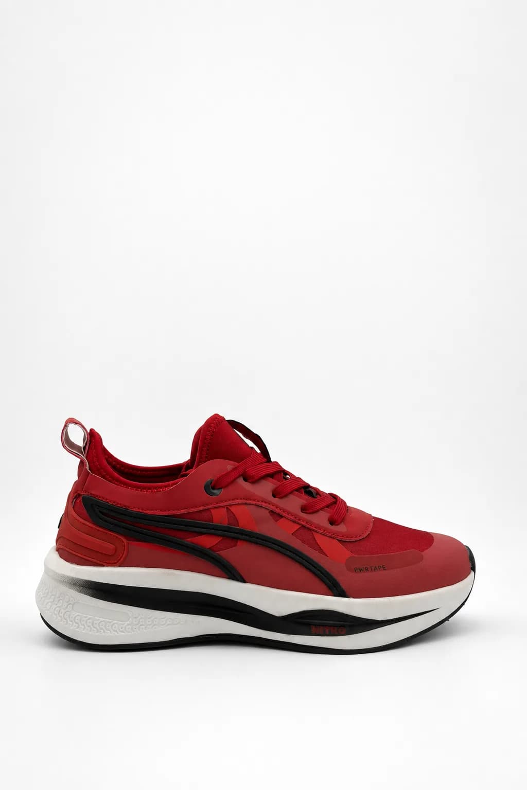 Red Contrast-Sole Lace-Up Athletic Shoe