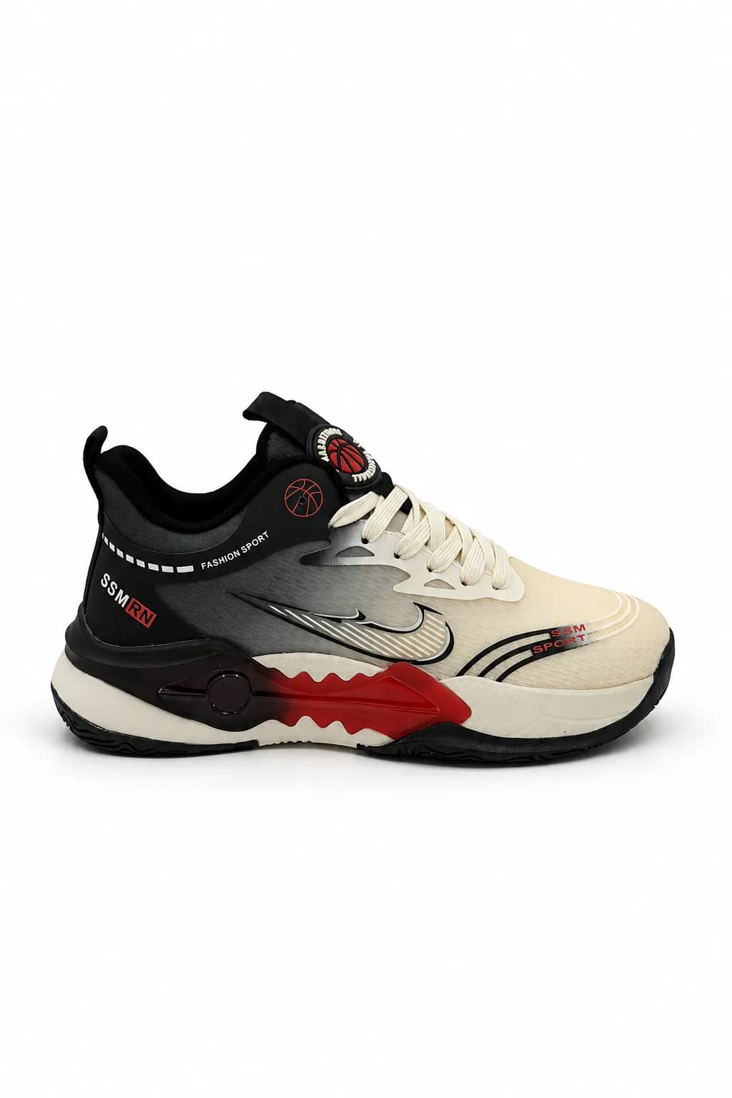 Black Cream Basketball-Style Sports Sneaker