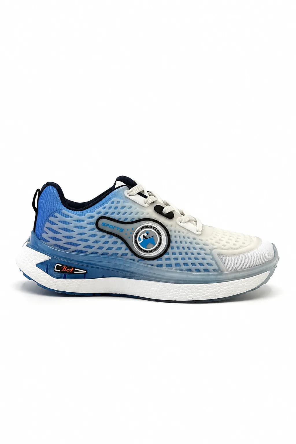 White & Blue Ventilated Sports Sneaker