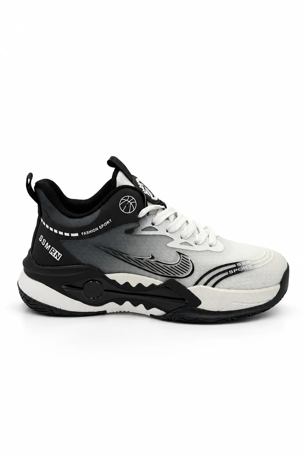 Black & White Sculpted-Sole Sports Shoe