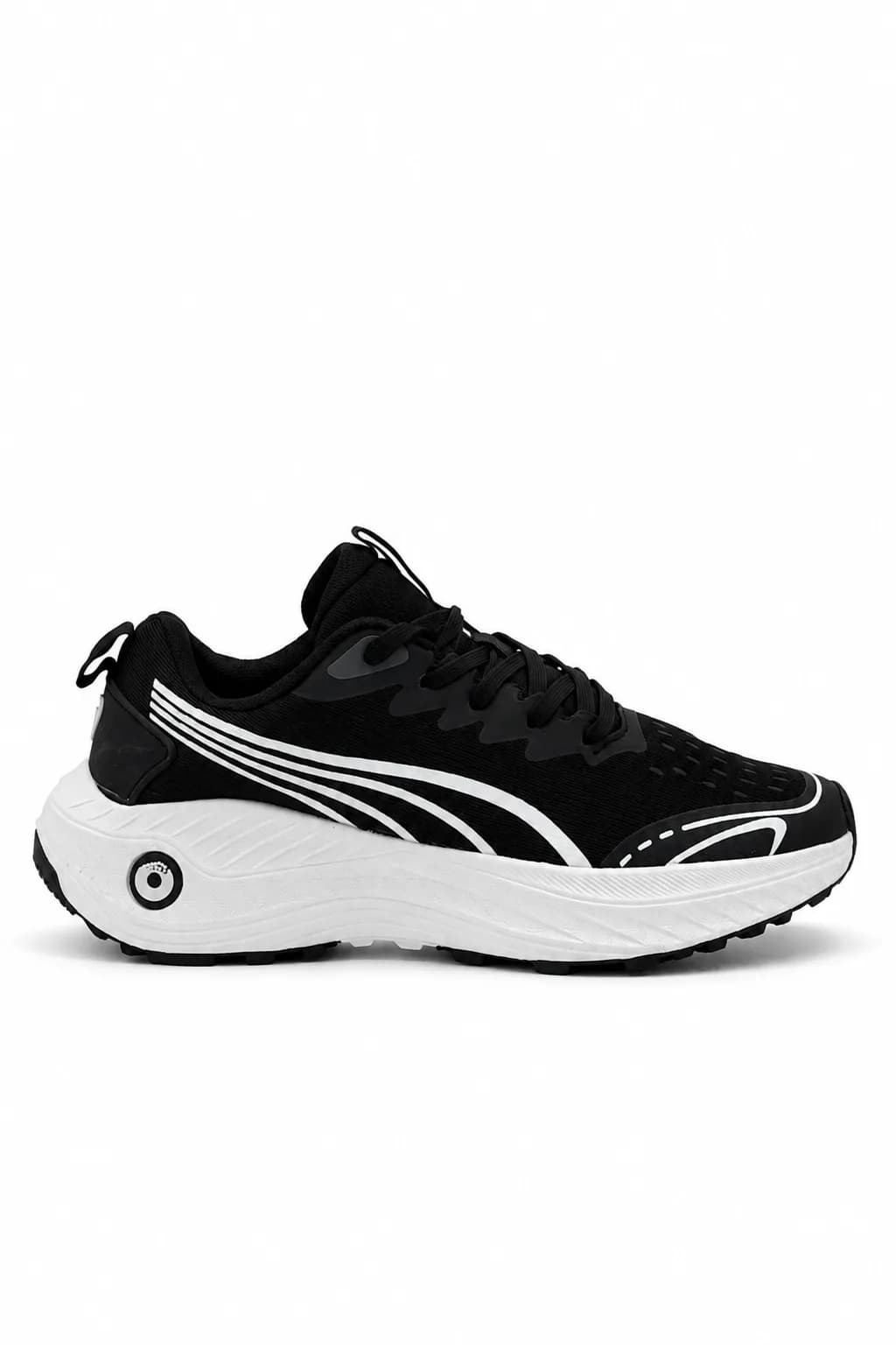 Black & White Sculpted-Sole Running Shoe