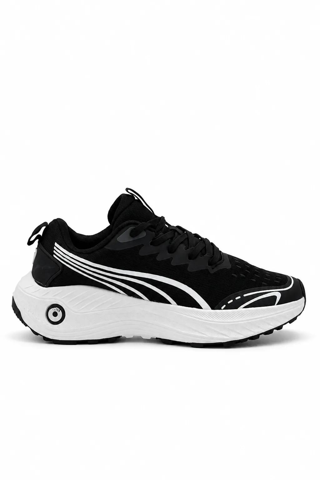 Black & White Sculpted-Sole Running Shoe