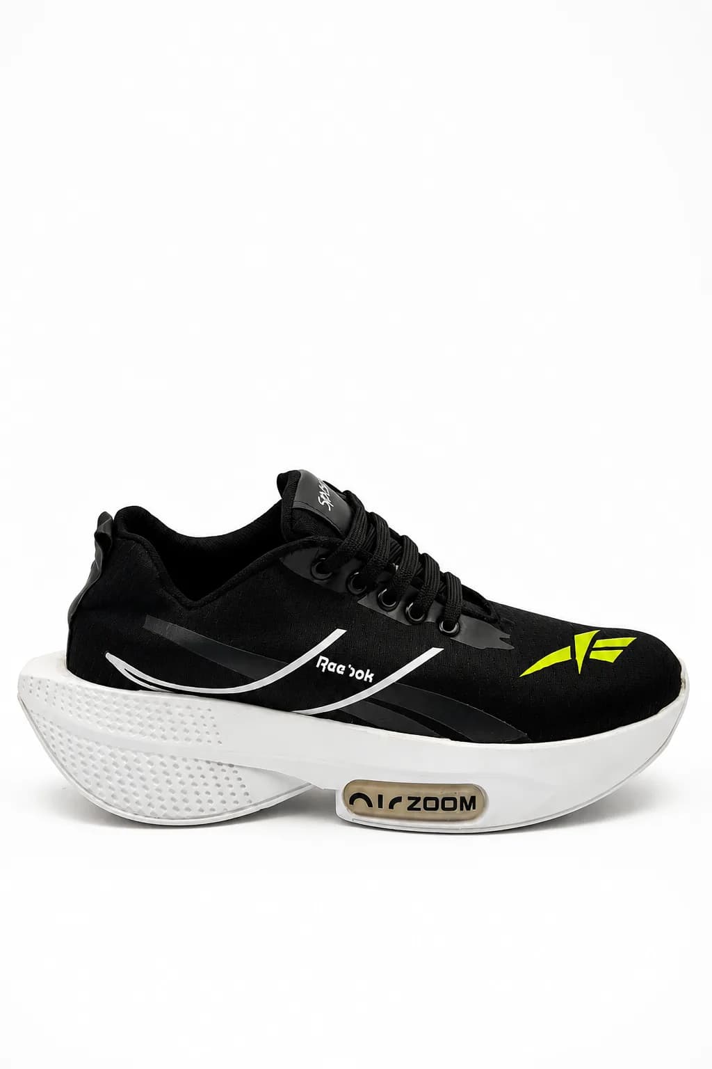 Black & Neon Sculpted-Sole Athletic Shoe