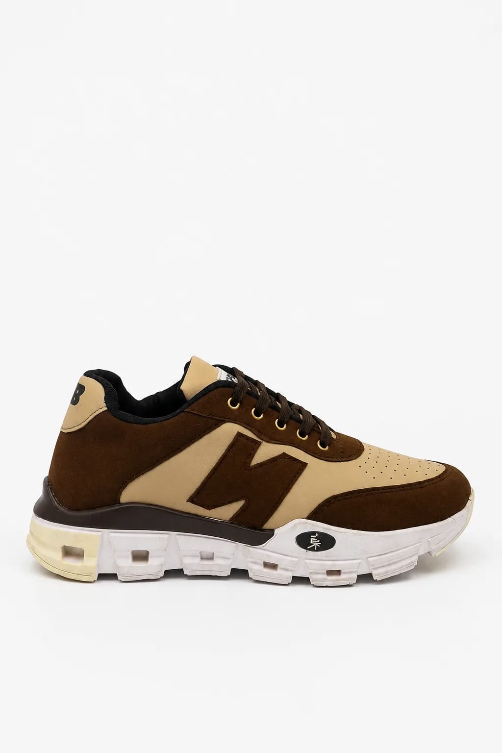 Brown & Beige Chunky-Sole Sneaker