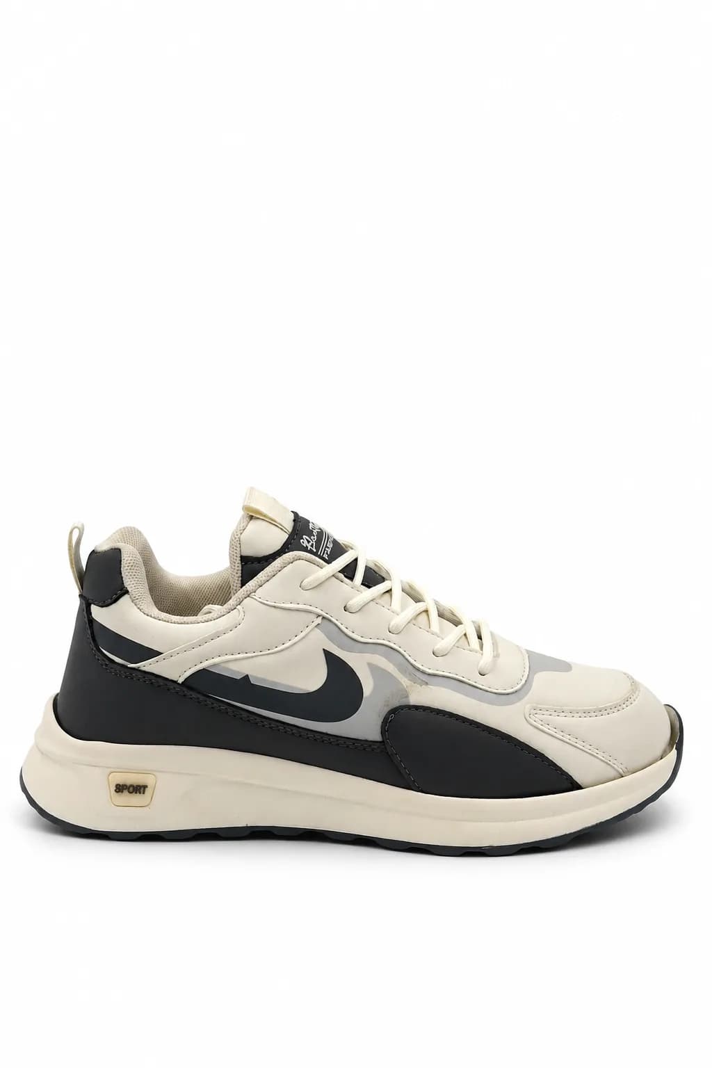 Cream & Black Layered Sport Sneaker
