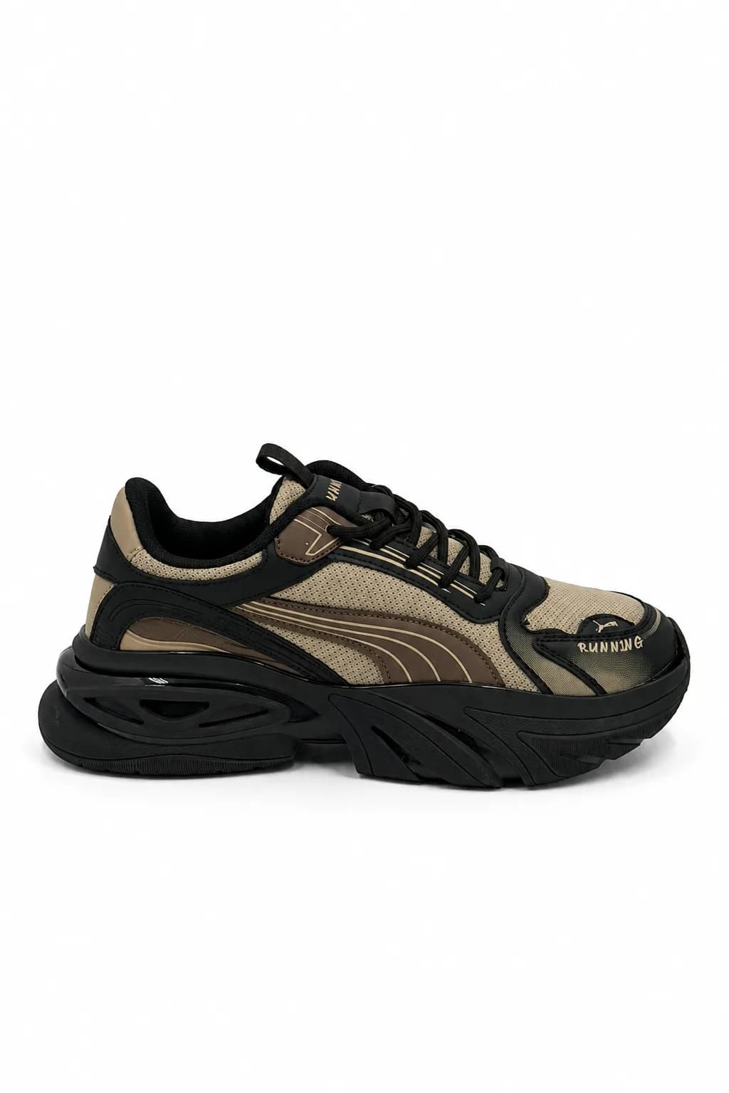 Beige & Black Chunky Running SneakerBeige & Black Chunky Running Sneaker